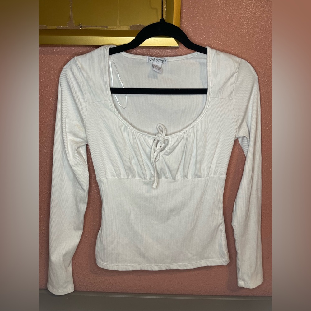 White Love Streak Long Sleeve Women's Top